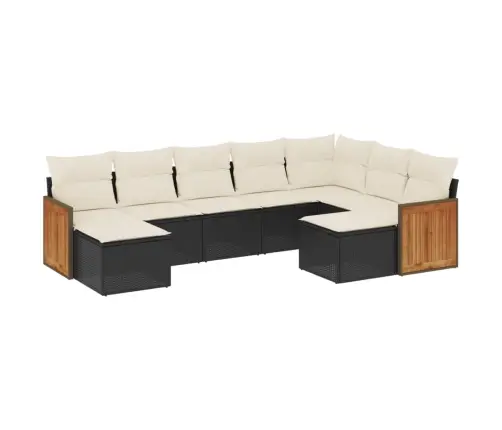 9-Daļīgs Dārza Dīvāna Komplekts, Matrači, Melna Pe Rotangpalma Vidaxl