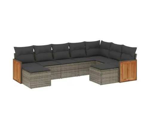 Sofos Komplektas Su Pagalvėlėmis, 9 Dalių, Pilkas, Poliratanas