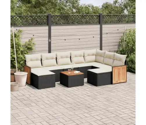 10-Daļīgs Dārza Dīvāna Komplekts, Matrači, Melna Pe Rotangpalma Vidaxl