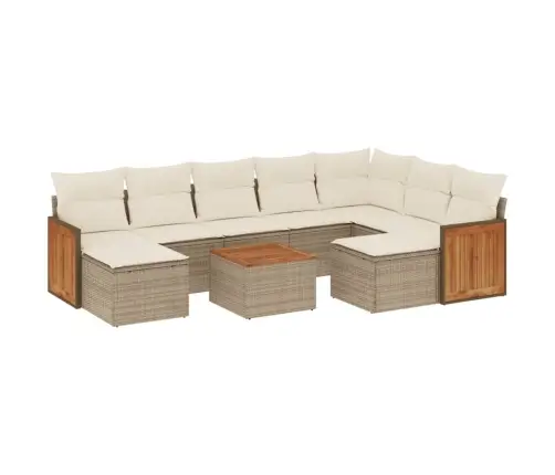 Sofos Komplektas Su Pagalvėlėmis, 10 Dalių, Smėlio, Poliratanas