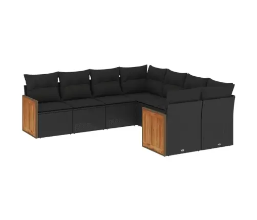 8-Osaline Aiadiivani Komplekt Patjadega, Must, Polürotang 8-Osaline Aiadiivani Komplekt Patjadega, Must, Polürotang