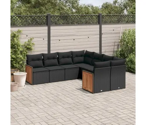 8-Osaline Aiadiivani Komplekt Patjadega, Must, Polürotang 8-Osaline Aiadiivani Komplekt Patjadega, Must, Polürotang