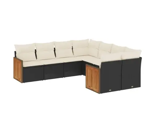 8-Daļīgs Dārza Dīvāna Komplekts, Matrači, Melna Pe Rotangpalma Vidaxl