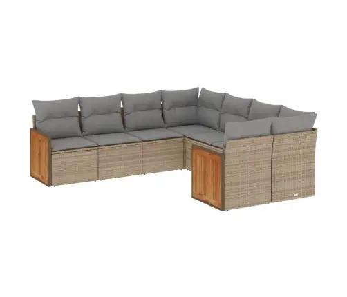 8-Daļīgs Dārza Dīvāna Komplekts, Matrači, Bēša Pe Rotangpalma Vidaxl