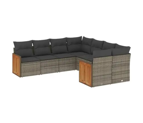 8-Daļīgs Dārza Dīvāna Komplekts Ar Matračiem, Pelēks Pe Pinums Vidaxl