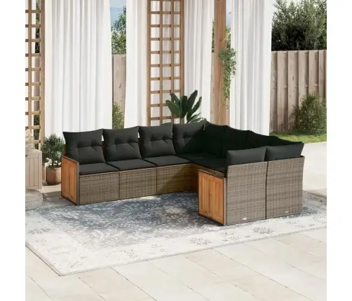 8-Daļīgs Dārza Dīvāna Komplekts Ar Matračiem, Pelēks Pe Pinums Vidaxl