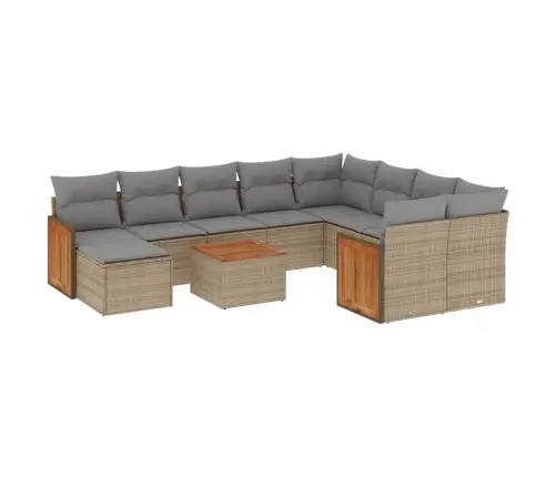 11-Daļīgs Dārza Dīvāna Komplekts, Matrači, Bēša Pe Rotangpalma Vidaxl