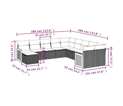 11-Osaline Aiadiivani Komplekt Patjadega, Must, Polürotang