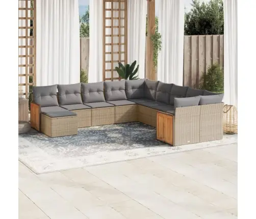 11-Osaline Aiadiivani Komplekt Patjadega, Beež, Polürotang