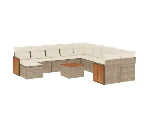 12-Daļīgs Dārza Dīvāna Komplekts, Matrači, Bēša Pe Rotangpalma Vidaxl 12-Daļīgs Dārza Dīvāna Komplekts, Matrači, Bēša Pe Rotangpalma Vidaxl