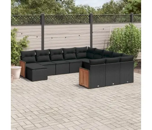 12-Daļīgs Dārza Dīvānu Komplekts, Matrači, Melna Pe Rotangpalma Vidaxl