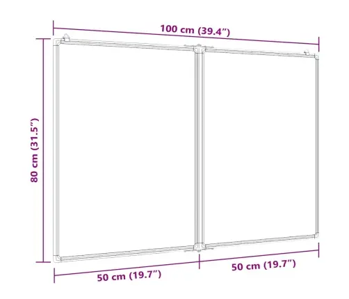 Kokkupandav Valge Magnettahvel, 100X80X1,7 cm Alumiinium