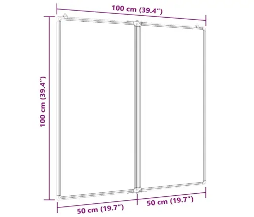 Magnetinė Balta Lenta, 100X100X1,7cm Aliuminis, Sulankstoma