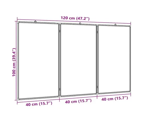 Magnetinė Balta Lenta, 120X100X1,7cm Aliuminis, Sulankstoma