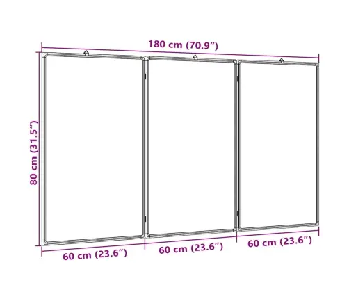 Magnetinė Balta Lenta, 180X80X1,7cm Aliuminis, Sulankstoma