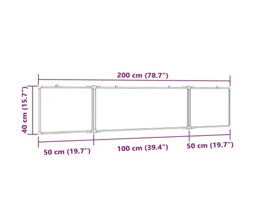 Magnetinė Balta Lenta, 200X40X1,7cm Aliuminis, Sulankstoma