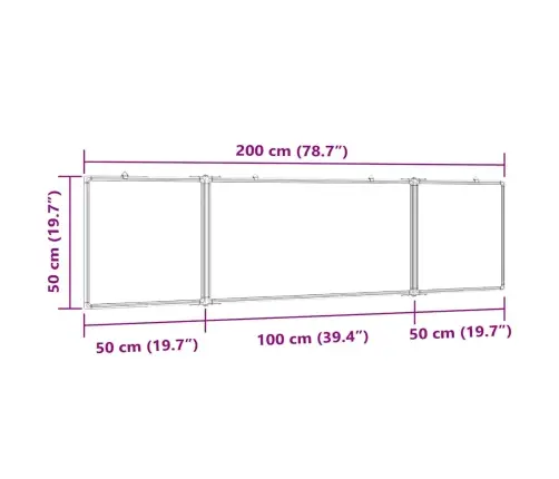 Magnētiska Tāfele, Salokāma, 200X50X1,7 Cm, Alumīnijs Vidaxl