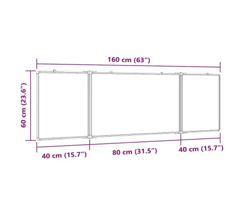 Magnetinė Balta Lenta, 160X60X1,7cm Aliuminis, Sulankstoma