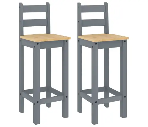 Baro Kėdės, 2Vnt., Pilkos Spalvos, Pušies Medienos Masyvas