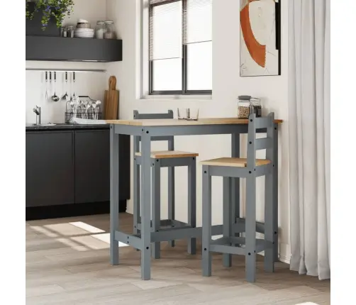 Baro Kėdės, 2Vnt., Pilkos Spalvos, Pušies Medienos Masyvas