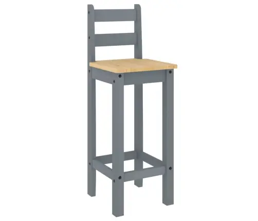 Baro Kėdės, 2Vnt., Pilkos Spalvos, Pušies Medienos Masyvas