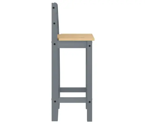 Baro Kėdės, 2Vnt., Pilkos Spalvos, Pušies Medienos Masyvas