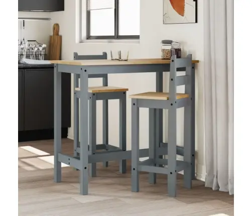 Baro Kėdės, 2Vnt., Pilkos Spalvos, Pušies Medienos Masyvas