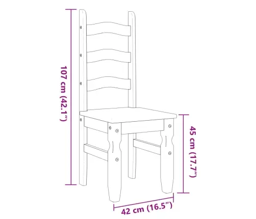 Söögitoolid 2 Tk, "Corona", Hall, 42 X 47 X 107 cm Männipuit Söögitoolid 2 Tk, "Corona", Hall, 42 X 47 X 107 cm Männipuit