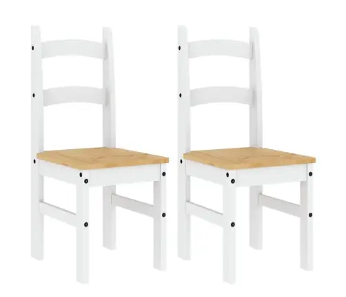 Valgomojo Kėdės, 2Vnt., Baltos, 40X46X99cm Pušies Masyvas