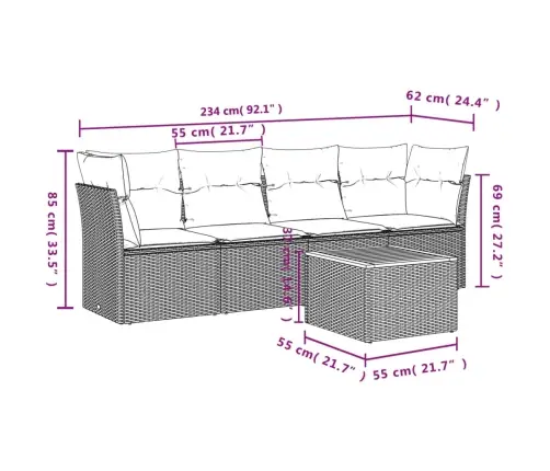 Sodo Komplektas Su Pagalvėlėmis, 5 Dalių, Juodas, Poliratanas