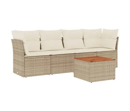 5-Daļīgs Dārza Dīvāna Komplekts, Matrači, Bēša Pe Rotangpalma Vidaxl