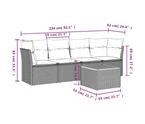 5-Daļīgs Dārza Dīvāna Komplekts, Matrači, Bēša Pe Rotangpalma Vidaxl