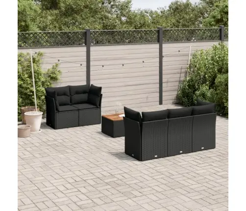 6-Daļīgs Dārza Dīvāna Komplekts, Matrači, Melna Pe Rotanpalma Vidaxl