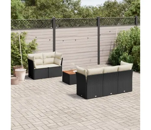 6-Daļīgs Dārza Dīvāna Komplekts, Matrači, Melna Pe Rotanpalma Vidaxl