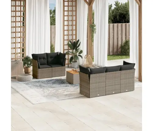 Sofos Komplektas Su Pagalvėlėmis, 6 Dalių, Pilkas, Poliratanas