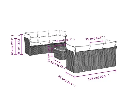 7-Daļīgs Dārza Dīvāna Komplekts, Matrači, Bēša Pe Rotangpalma Vidaxl