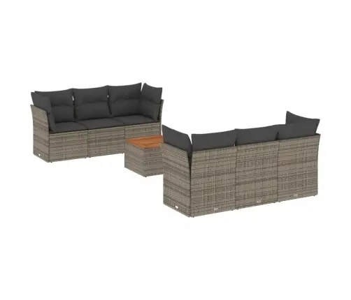 Sofos Komplektas Su Pagalvėlėmis, 7 Dalių, Pilkas, Poliratanas