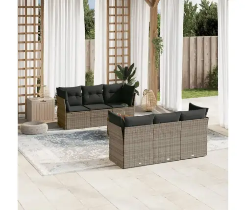 Sofos Komplektas Su Pagalvėlėmis, 7 Dalių, Pilkas, Poliratanas