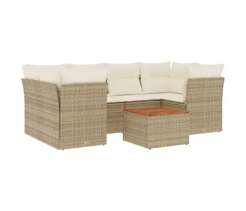 Sofos Komplektas Su Pagalvėlėmis, 7 Dalių, Smėlio, Poliratanas