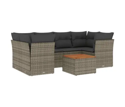 Sofos Komplektas Su Pagalvėlėmis, 7 Dalių, Pilkas, Poliratanas