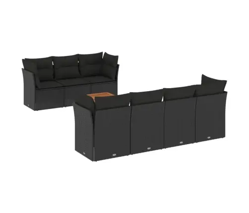 8-Daļīgs Dārza Dīvāna Komplekts, Matrači, Melna Pe Rotangpalma Vidaxl