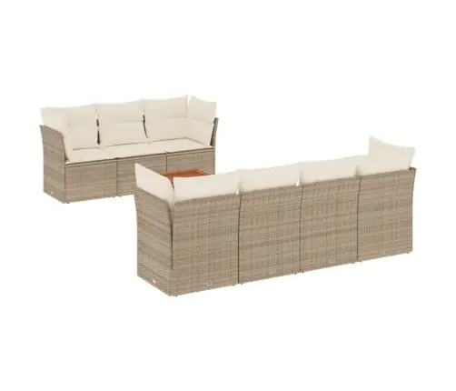 Sofos Komplektas Su Pagalvėlėmis, 8 Dalių, Smėlio, Poliratanas