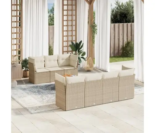 Sofos Komplektas Su Pagalvėlėmis, 8 Dalių, Smėlio, Poliratanas