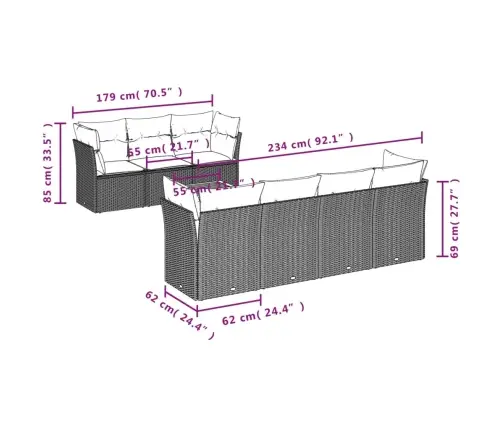 8-Daļīgs Dārza Dīvāna Komplekts Ar Matračiem, Pelēks Pe Pinums Vidaxl