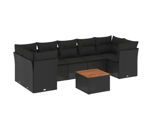8-Daļīgs Dārza Dīvāna Komplekts, Matrači, Melna Pe Rotangpalma Vidaxl