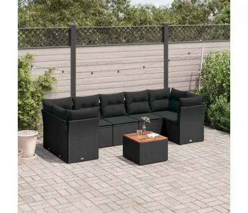 8-Daļīgs Dārza Dīvāna Komplekts, Matrači, Melna Pe Rotangpalma Vidaxl