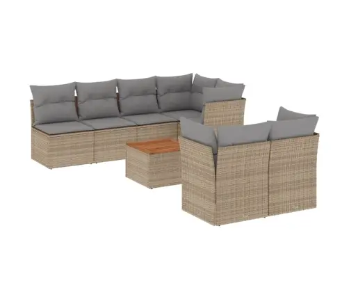 8-Daļīgs Dārza Dīvāna Komplekts, Matrači, Bēša Pe Rotangpalma Vidaxl