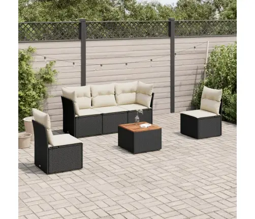 6-Daļīgs Dārza Dīvāna Komplekts, Matrači, Melna Pe Rotanpalma Vidaxl