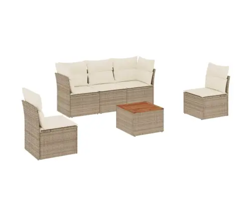 6-Daļīgs Dārza Dīvāna Komplekts, Matrači, Bēša Pe Rotangpalma Vidaxl