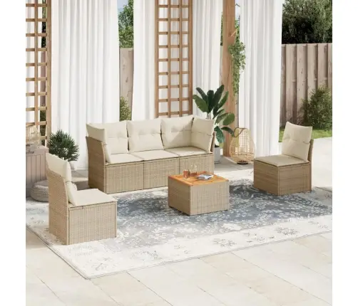 6-Daļīgs Dārza Dīvāna Komplekts, Matrači, Bēša Pe Rotangpalma Vidaxl